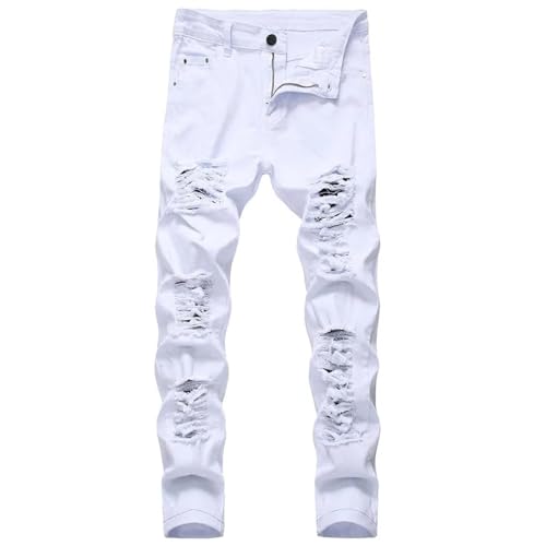 Fanlageter Jeans Herren Hose Jeanshose Männer Zerrissene Weiße Jeans Slim Denim Hose 34Waist88Cm Weiß Fanlageter Jeans Herren Hose Jeanshose Männer Zerrissene Weiße Jeans Slim Denim Hose 34Waist88Cm Weiß von Fanlageter