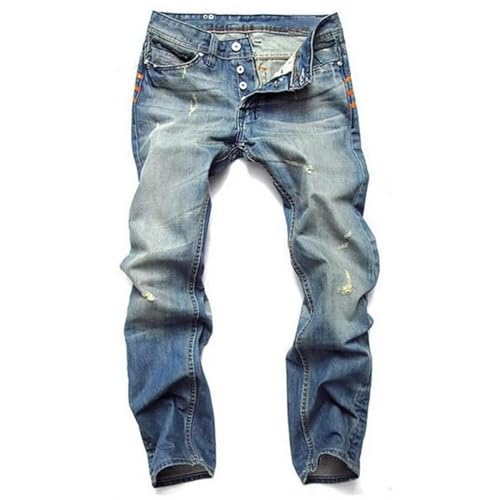 Fanlageter Jeans Herren Hose Jeanshose Zerrissene Jeans Herren Hose Gerade Slim Casual Denim Hose Herren Jeans 34 (Taille 90 cm) 8873 von Fanlageter