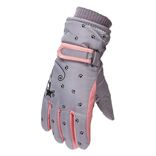 Kinder Ski Handschuhe | Winter Snow Skihandschuhe | PU Winddicht Wasserdicht Warm Fleece | Sports Snowboard Skifahren Fahrradhandschuhe | Junge und Mädchen für 6-12 Jahre alt von Fannyfuny