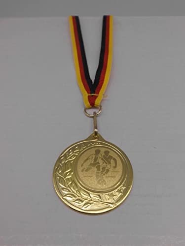 Fanshop Lünen Fußball 20 Stück Medaillen aus Stahl 40mm - inkl. Medaillen-Band - Emblem 25mm - Gold - Turnier - (9283) von Fanshop Lünen