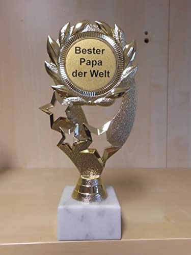 Fanshop Lünen Pokal Geschenk - Bester Papa der Welt - Geburtstag - Sportpokal - Gr. 19,5 cm - Trophäe - Pokale - (A1) von Fanshop Lünen