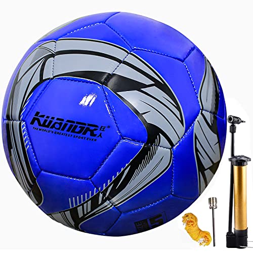 Fantecia Fußball Größe 5, Leder Fussball mit Pumpe, Fussball Indoor Outdoor von Fantecia