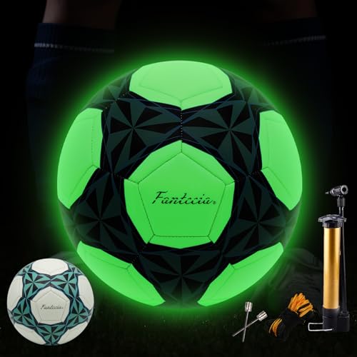 Fantecia Leuchtender Fußball Größe 5 mit Pumpe, Leder Training Spiele Fussball Leuchtend im Dunkeln, Fußball Ball für Jugendliche und Kinder Fantecia Leuchtender Fußball Größe 5 mit Pumpe, Leder Training Spiele Fussball Leuchtend im Dunkeln, Fußball Ball für Jugendliche und Kinder von Fantecia