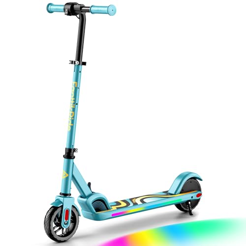 FanttikRide C9 Pro Elektroroller für Kinder ab 8 Jahren, Bunte Regenbogenlichter, 8/12,8/16 km/h, 5 Meilen Reichweite, LED-Anzeige, höhenverstellbar, faltbar, für Jungen und Mädchen von FanttikRide