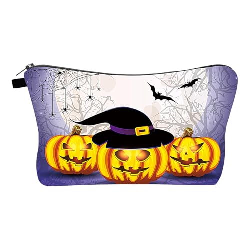 Fanysdsi Tragbare Make-up-Tasche mit Reißverschluss, kosmetische Reisetaschen für Frauen - wasserdichte Kosmetik-Aufbewahrungstasche mit Halloween-Druck | Kosmetik-Organizer-Tasche für Dates, Reisen, von Fanysdsi