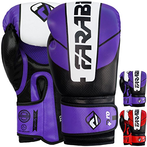 Farabi Boxing Gloves for Training Punching Sparring (Purple/Black, 16-oz) von Farabi Sports