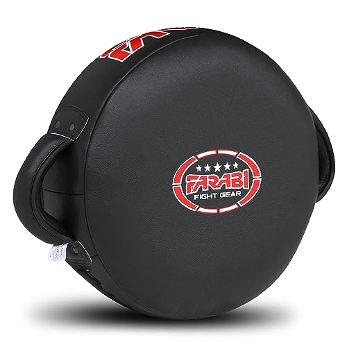 Farabi Sports Round pratzen Leder Kickboxen pratzen Kick Pad Black pratzen Boxen MMA Muay Thai Taekwondo Kickboxing Training Strike Box pratzen (Black) Farabi Sports Round pratzen Leder Kickboxen pratzen Kick Pad Black pratzen Boxen MMA Muay Thai Taekwondo Kickboxing Training Strike Box pratzen (Black) von Farabi Sports