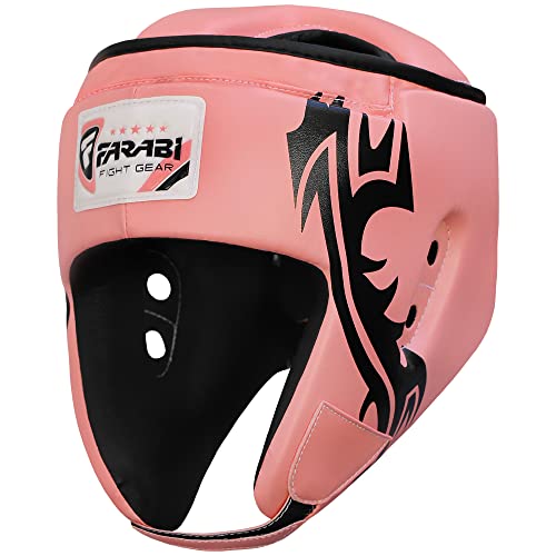 Farabi Sports Boxing MMA Muay Thai Kickboxing jiu Jitsu Karate Taekwondo BJJ Martial Arts Training Punching face Protector Head Guard (Pink, S) von Farabi Sports