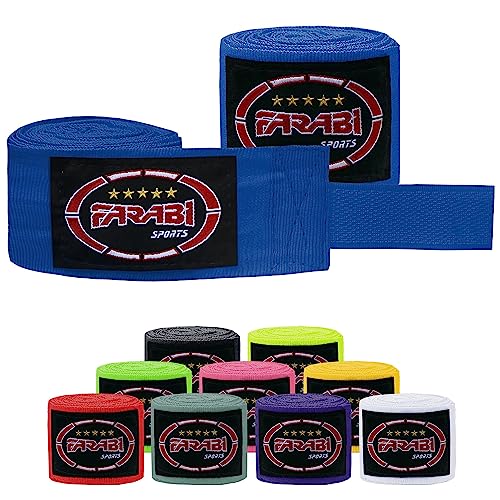 Farabi Sports Kinder & Erwachsene boxbandagen Gym Fitness Workout Bandagen Boxen Sparring Bandagen (Kids (2.50 Meters), Blue) von Farabi Sports