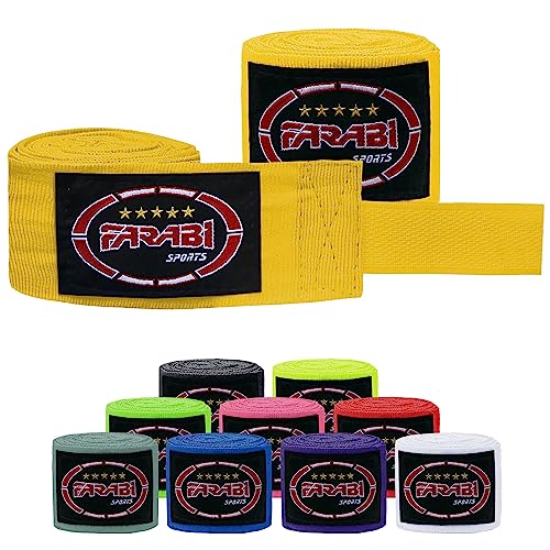 Farabi Sports Kinder Boxing Bandage 2,5 Meter lang boxbandagen - Box Bandages mit Paar für MMA, Muay Thai, Training, Kickboxen und Kampfsport (Yellow) Farabi Sports Kinder Boxing Bandage 2,5 Meter lang boxbandagen - Box Bandages mit Paar für MMA, Muay Thai, Training, Kickboxen und Kampfsport (Yellow) von Farabi Sports