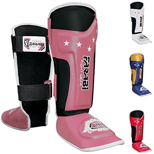 Farabi Sports Kinder schienbeinschoner Kickboxen shin Guards MMA, Muay Thai schienbeinschützer – Shin Instep Protection für Training, Sparring, Boxausrüstung und Kampfsport (Pink) von Farabi Sports