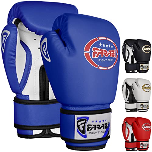 Farabi Sports 4 oz Boxhandschuhe Kinder Box Handschuhe MMA Muay Thai Kickboxen Sparring Boxsack Training Kinder Boxhandschuhe (Blue, 4-oz) von Farabi Sports