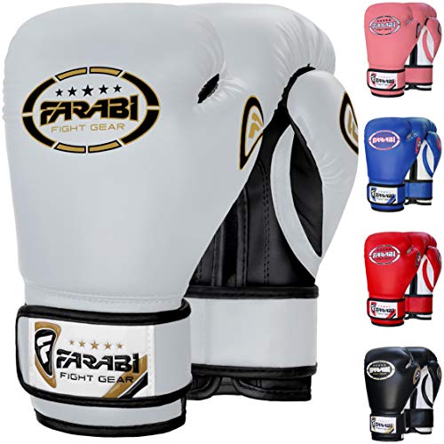 Farabi Sports 4 oz 6 oz 8 oz Boxhandschuhe Kinder Box Handschuhe MMA Muay Thai Kickboxen Sparring Boxsack Training Kinder Boxhandschuhe (White, 8-oz) von Farabi Sports