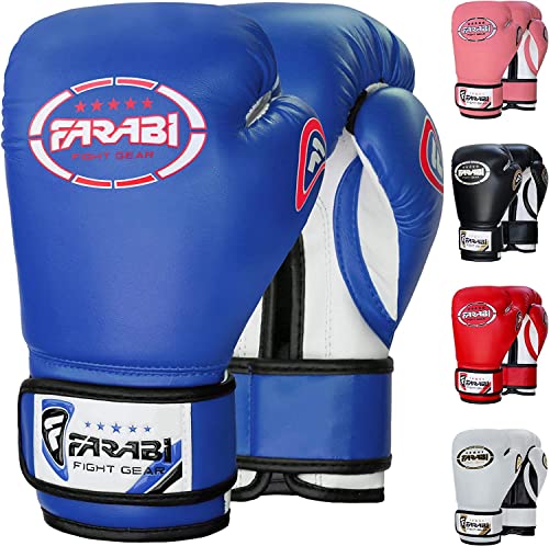 Farabi Sports 6 oz 8 oz Boxhandschuhe Kinder Box Handschuhe MMA Muay Thai Kickboxen Sparring Boxsack Training Kinder Boxhandschuhe (Blue, 8-oz) von Farabi Sports