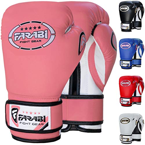 Farabi Sports 6 oz 8 oz Boxhandschuhe Kinder Box Handschuhe MMA Muay Thai Kickboxen Sparring Boxsack Training Kinder Boxhandschuhe (Pink, 6-oz) von Farabi Sports