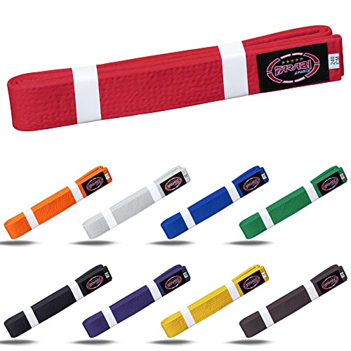 Farabi Sports Karate Gürtel Mehrere Farben Karate Gürtel Judo Karate BJJ Kampfsport Taekwondo Gürtel (240-cm, Red) von Farabi Sports