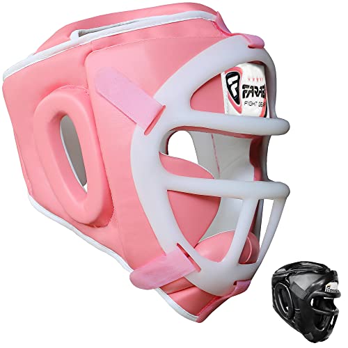 Farabi Sports Kopfschutz Frontbügel Grillschutz Krav MAGA Kickboxen Kopfschutz (Pink, Large) von Farabi Sports