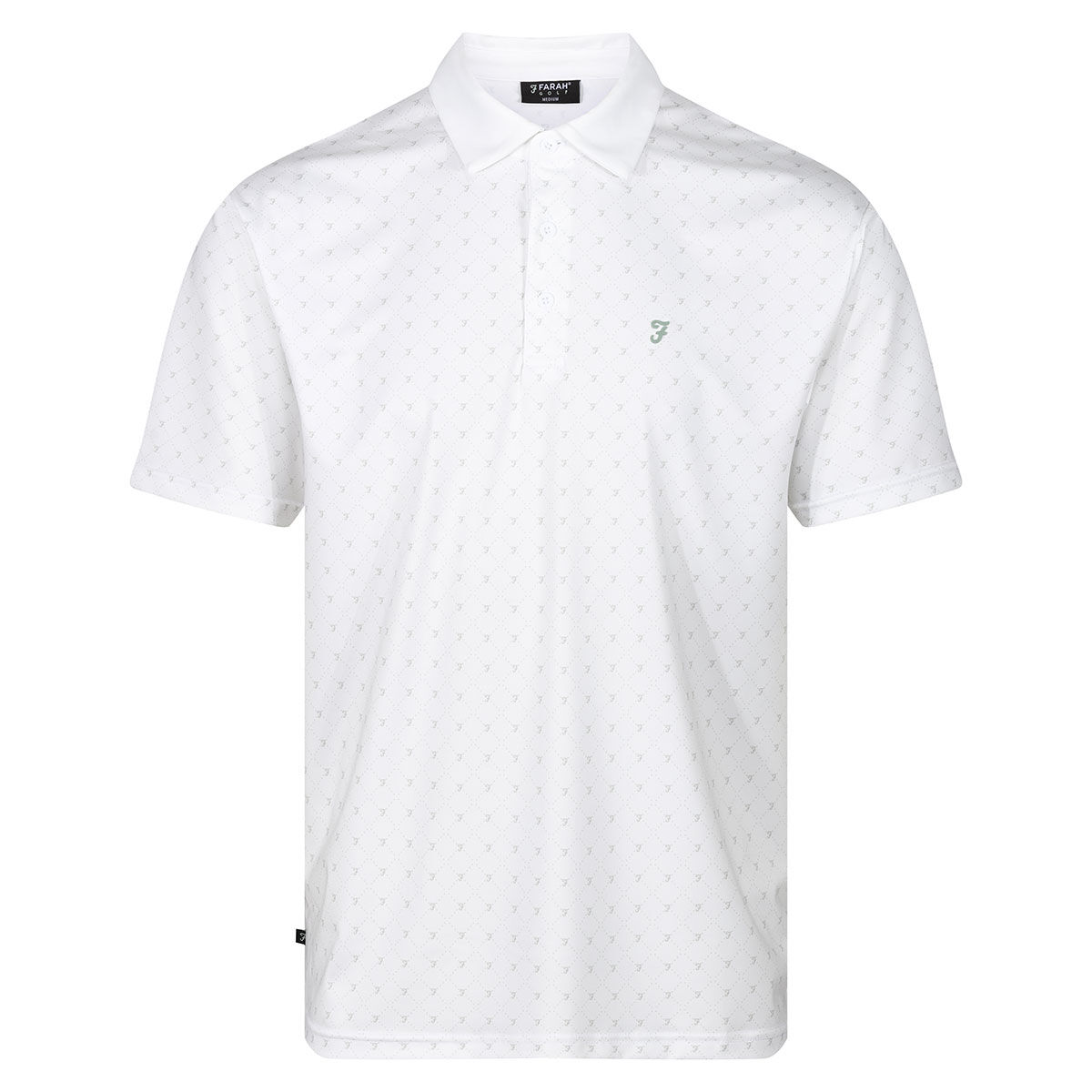 Farah Men's Newark AOP Golf Polo Shirt, Mens, White, Medium | American Golf von Farah