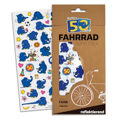 Farbviereck Fahrrad Aufkleber Die Maus 50 Jahre Elefant Reflex - Lizenzprodukt Fahrradaufkleber Elefant - Ente - Mäuse für Roller - Kinderwagen - Helm Mausaufkleber als Fahrradaufkleber R0031 Farbviereck Fahrrad Aufkleber Die Maus 50 Jahre Elefant Reflex - Lizenzprodukt Fahrradaufkleber Elefant - Ente - Mäuse für Roller - Kinderwagen - Helm Mausaufkleber als Fahrradaufkleber R0031 von Farbviereck