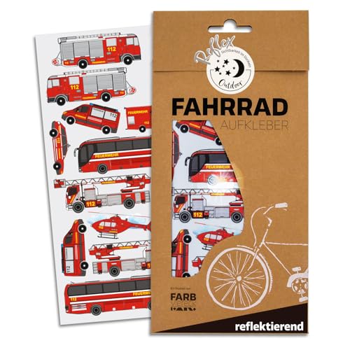 Farbviereck Fahrrad Aufkleber Feuerwehr - Reflektor Fahrradaufkleber Junge Feuerwehr Zubehör Sticker für Fahrrad, Helm, Roller u.v.m. Kinder Feuerwehr | R0033 Farbviereck Fahrrad Aufkleber Feuerwehr - Reflektor Fahrradaufkleber Junge Feuerwehr Zubehör Sticker für Fahrrad, Helm, Roller u.v.m. Kinder Feuerwehr | R0033 von Farbviereck