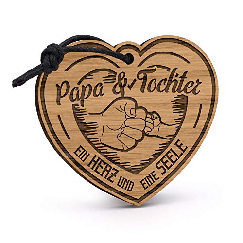 Fashionalarm Schlüsselanhänger Papa & Tochter - EIN Herz eine Seele aus Holz mit Gravur | Vatertag Geburtstag Geschenk Idee Vater Geburt Mädchen von Fashionalarm