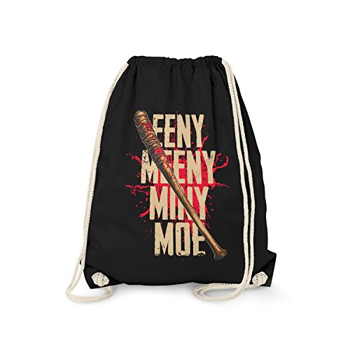 Fashionalarm Turnbeutel - Eeny Meeny Miny Moe | Rucksack zur Serie T-W-D als Geschenk Idee für Fans | Dead Walking Negan Glenn Lucille The Saviors, Schwarz One Size von Fashionalarm