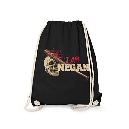 Fashionalarm Turnbeutel - I Am Negan | Rucksack mit Motiv zur Serie T-W-D als Geschenk Idee für Fans | Dead Walking Lucille Rick Glenn The Saviors, Schwarz One Size von Fashionalarm