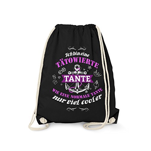Fashionalarm Turnbeutel - Ich Bin eine tätowierte Tante | Fun Rucksack als Geburtstag Geschenk Idee für Tattoo Träger, Schwarz One Size Fashionalarm Turnbeutel - Ich Bin eine tätowierte Tante | Fun Rucksack als Geburtstag Geschenk Idee für Tattoo Träger, Schwarz One Size von Fashionalarm
