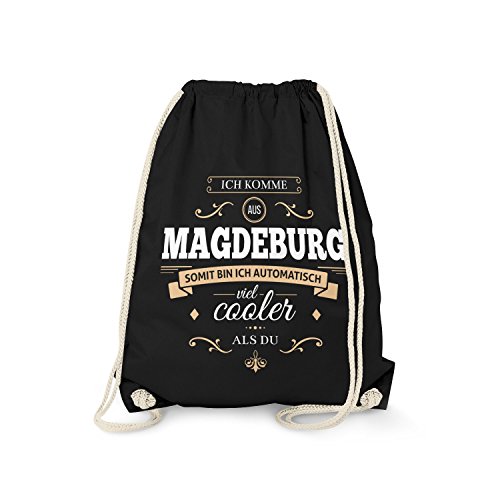 Fashionalarm Turnbeutel - Ich komme aus Magdeburg - Bin viel Cooler als du | Fun Rucksack mit Spruch als Geschenk Idee für stolze Magdeburger, Schwarz One Size Fashionalarm Turnbeutel - Ich komme aus Magdeburg - Bin viel Cooler als du | Fun Rucksack mit Spruch als Geschenk Idee für stolze Magdeburger, Schwarz One Size von Fashionalarm