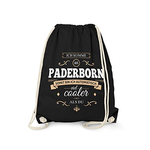 Fashionalarm Turnbeutel - Ich komme aus Paderborn - Bin viel Cooler als du | Fun Rucksack mit Spruch als Geschenk Idee für stolze Paderborner, Schwarz One Size Fashionalarm Turnbeutel - Ich komme aus Paderborn - Bin viel Cooler als du | Fun Rucksack mit Spruch als Geschenk Idee für stolze Paderborner, Schwarz One Size von Fashionalarm