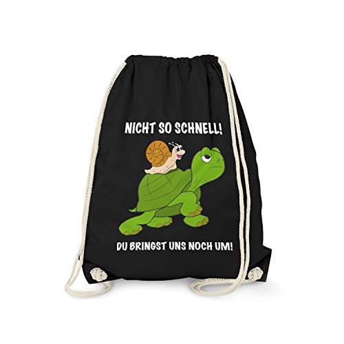 Fashionalarm Turnbeutel - Nicht so schnell | Fun Rucksack mit lustigem Spruch & Schnecken Schildkröten Motiv Auto Fahrer Tuner Raser, Schwarz One Size Fashionalarm Turnbeutel - Nicht so schnell | Fun Rucksack mit lustigem Spruch & Schnecken Schildkröten Motiv Auto Fahrer Tuner Raser, Schwarz One Size von Fashionalarm