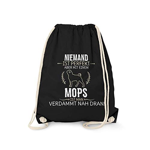 Fashionalarm Turnbeutel - Niemand ist perfekt - Mops | Fun Rucksack mit Spruch Geburtstag Geschenk Idee Hundebesitzer Hundefreund Rasse Hund, Schwarz One Size Fashionalarm Turnbeutel - Niemand ist perfekt - Mops | Fun Rucksack mit Spruch Geburtstag Geschenk Idee Hundebesitzer Hundefreund Rasse Hund, Schwarz One Size von Fashionalarm