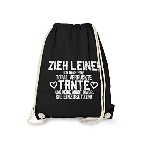Fashionalarm Turnbeutel - Zieh Leine, ich Habe eine total verrückte Tante | Fun Rucksack mit lustigem Spruch als Geschenk Idee für Neffe Nichte, Schwarz One Size Fashionalarm Turnbeutel - Zieh Leine, ich Habe eine total verrückte Tante | Fun Rucksack mit lustigem Spruch als Geschenk Idee für Neffe Nichte, Schwarz One Size von Fashionalarm