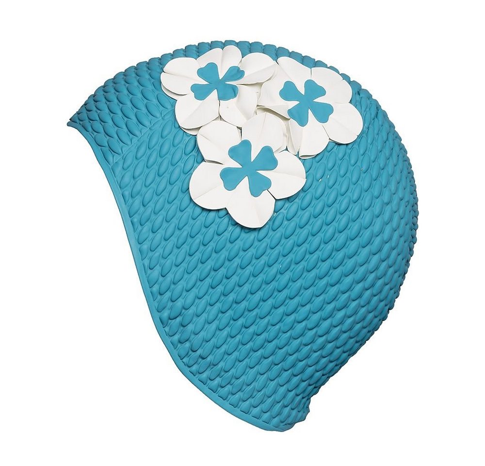 Fashy Badekappe Fashy - Badehaube 3 Blüten Türkis Aqua Weiß Gummi Luftgefüllt Fashy Badekappe Fashy - Badehaube 3 Blüten Türkis Aqua Weiß Gummi Luftgefüllt von Fashy