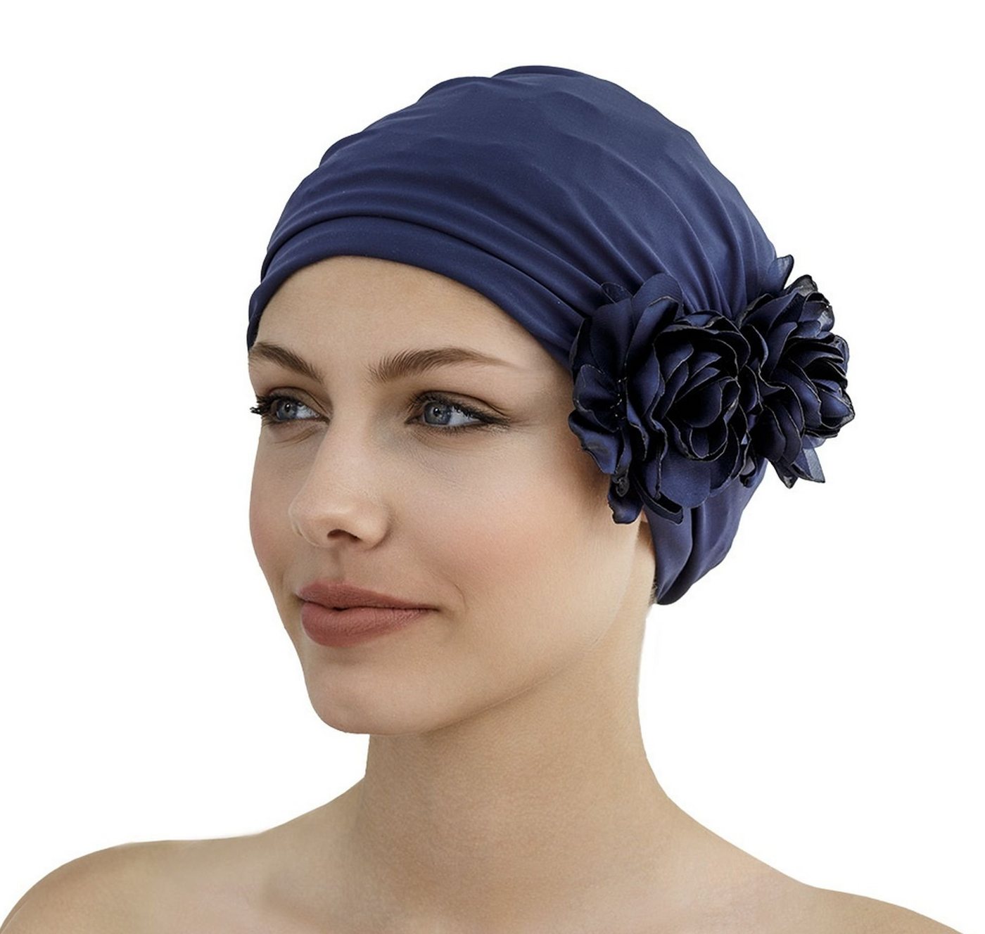 Fashy Badekappe Fashy - Badehaube Marine Blau mit Stoffblüten 3451-54 Damen Badekappe Fashy Badekappe Fashy - Badehaube Marine Blau mit Stoffblüten 3451-54 Damen Badekappe von Fashy