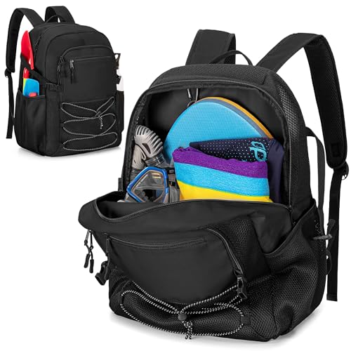 Fasrom Strandtasche xxl Familie Strand Rucksack Badetasche Damen Herren Strandtasche Wasserdicht Groß Schwarz von Fasrom