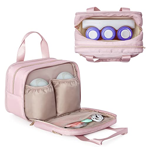 Fasrom Tragbare Milchpumpen Tasche mit Eisbeutel, kompatibel mit Elvie Hands-Free Pumpen Pump in Style, Tragetasche für milchpumpe Pumpentragetasche für berufstätige Mütter, Rosa von Fasrom