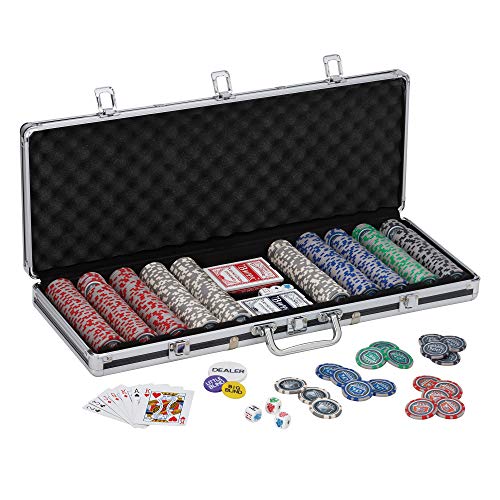 Fat Cat Bling 13.5 Gram Texas Hold 'em Clay Poker Chip Set with Aluminum Case, 500 Striped Dice Chips von Fat Cat