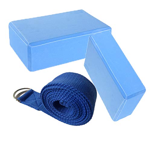 Fauhsto 2er Set Yoga Blöcke/Yogablock/Yoga-Block mit 1 Stück Yogagurt für Blockaden Training Dehnübungen Pilates Fitness-Block Anfänger und Fortgeschrittene von Fauhsto