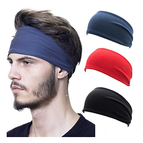 Herren Stirnband Sport Schweißband Headband,Anti Rutsch Haarreife,Headband Bandana Stirnband Feuchtigkeit Wicking Haarband für Yoga,Fitness,Tennis,Fahrrad,Running,Basketball,Jogging von Fauhsto