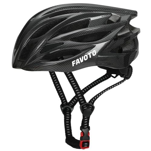 Favoto Fahrradhelm für Erwachsene Fahrrad Helmet mit Abnehmbarer Innenfutter Verstellbar Rennradhelm Rollerhelm Mountainbike MTB Helm für Herren Damen Kohlefasern L (58-61cm) von Favoto