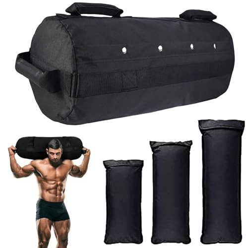 Favuit Sandsack, Gewichtssack für Fitness Krafttraining Verstellbar Sandbag mit 3 Innentaschen Core Power Bag Sandsäcke Trainingssandsack für Functional Training Krafttrainingsübungen von Favuit