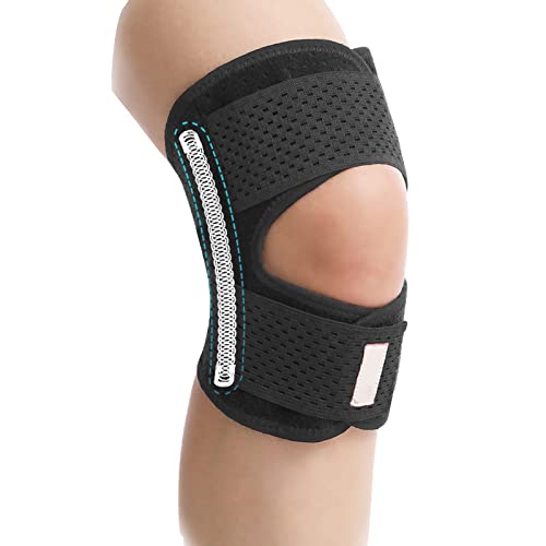 Unisex Verstellbare Kniebandage Elastisch Rutschfeste Dünn Knieschützer Knie Bandage Sportbandage mit Klettverschluss und Patellaöffnung Klappbare Kniespange Feder Seitenstabilisatoren Knieorthese von Faxianther