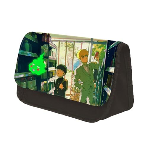 Mob Psycho 100 Anime Federmäppchen Kageyama Shigeo/Reigen Arataka Federtaschen Tragbare Große Teenager Pencil Case für Schule Büro von Fayeeda