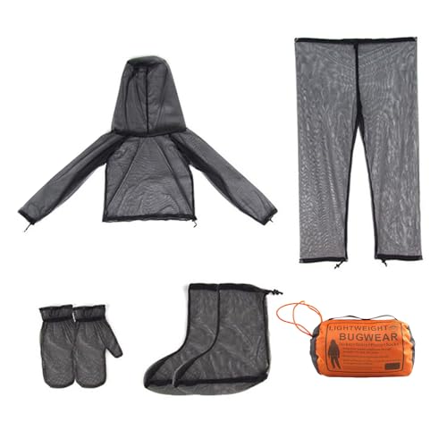 Fazvncv Outdoor-Fliegenschutz-Mesh-Handschuh-Fußabdeckungen, bequem, atmungsaktiv, Moskitonetz-Anzug, Anzug, Anti-Mückennetz-Anzug von Fazvncv