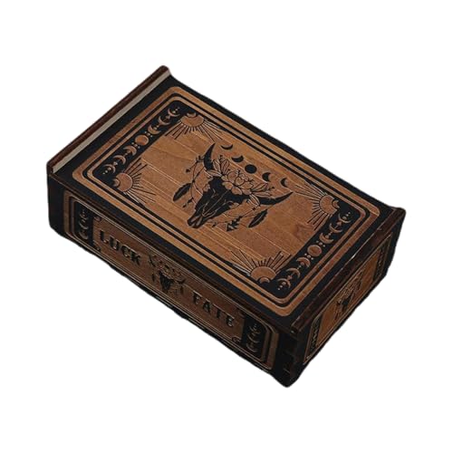 Fazvncv Tarotkarten-Aufbewahrungskoffer aus Holz, tragbare Tarotkarten-Box, Astrologie, Wahrsagung, Aufbewahrungsbox, Push-Pull-Kartenbehälter von Fazvncv