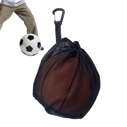 Fbinys Einzelballtasche, Netztasche für den Transport einzelner Volleyball, Basketball oder Fußball – Netz-Handtasche und Balltasche mit Clip-On-Halterung für Rucksack, bequem und Design von Fbinys