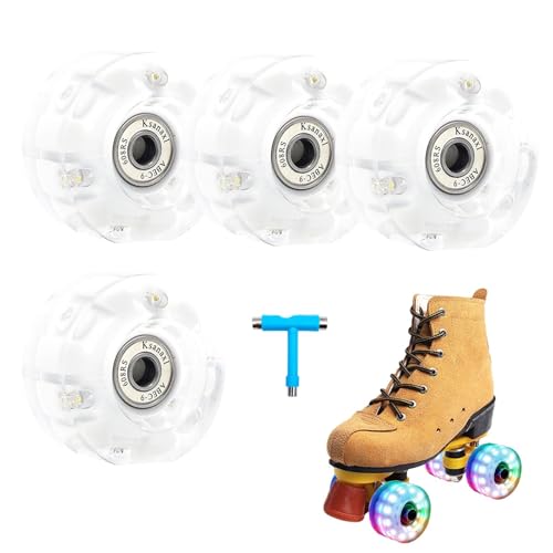 Fbinys Leuchtende Skate-, PU-Rollschuh-, verschleißfeste Skate-, Zweireihige, hochelastische Rollschuhe, LED-Roller, Glatte Fahrt-Ersatzräder, 5,8 x 3,2 cm, für den Innenbereich von Fbinys