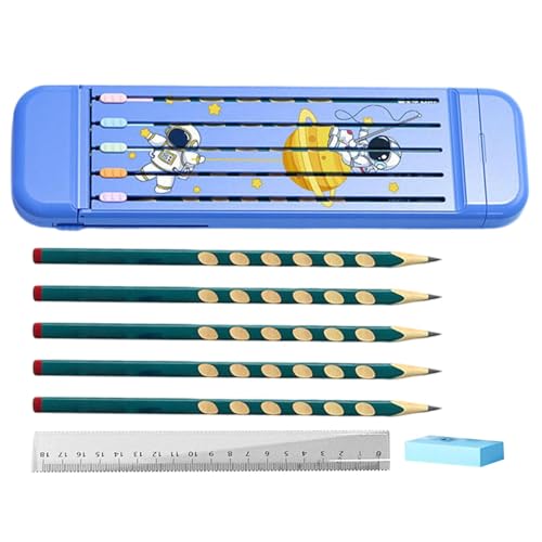 Fbinys Multifunktionale Bleistiftbox, geteilter Bleistift-Organizer, harte Buntstift-Etui, Federmäppchen mit Radiergummi, Lineal und Federmäppchen, Kinder-Schreibwaren-Box, Schul-Bleistift-Organizer, von Fbinys