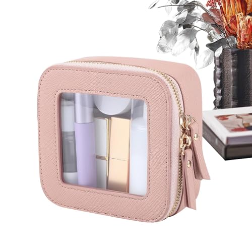 Reise-Kosmetiktasche, PU-Leder, Make-up-Tasche, wasserdichte Kosmetiktasche, tragbare Make-up-Aufbewahrung, leichte Reisetasche, Make-up-Tasche mit Reißverschluss, kompakte Make-up-Tasche, schwarz, von Fbinys